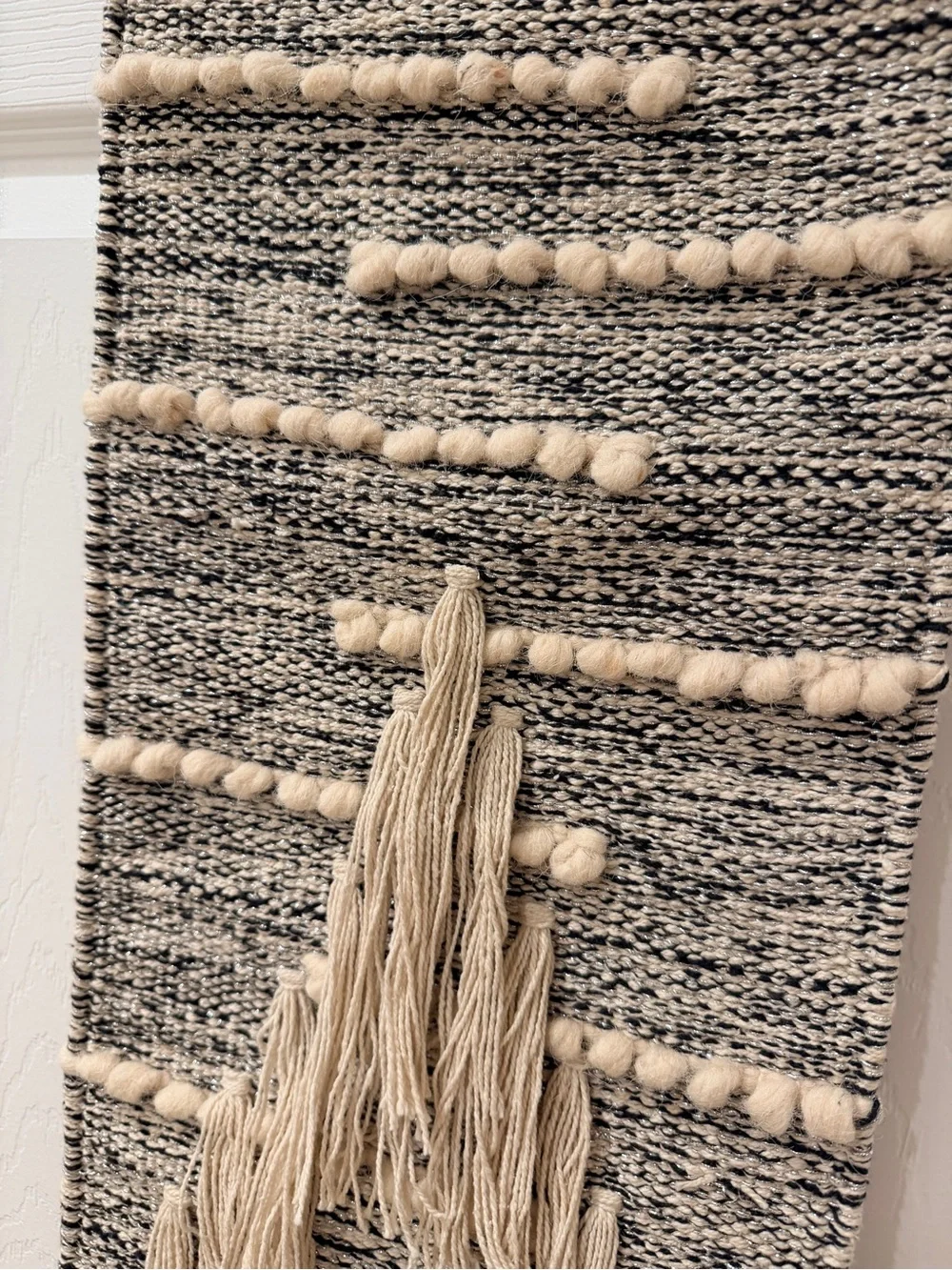 Neutral Black & Cream Woven Wall Hanging - Boho Home Decor